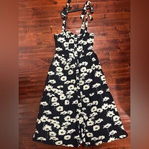 Urban Outfitters Floral Dress, Medium, dark navy & white